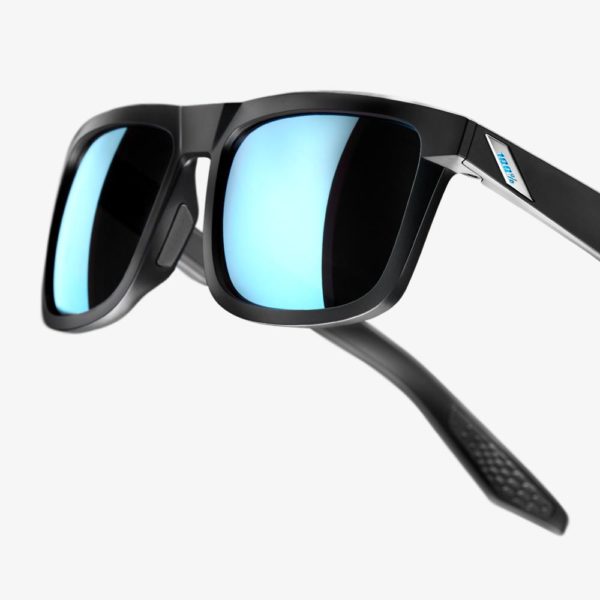 100% Blake Sunglasses Matte Black with Hiper Blue Mirror Lens - Image 2
