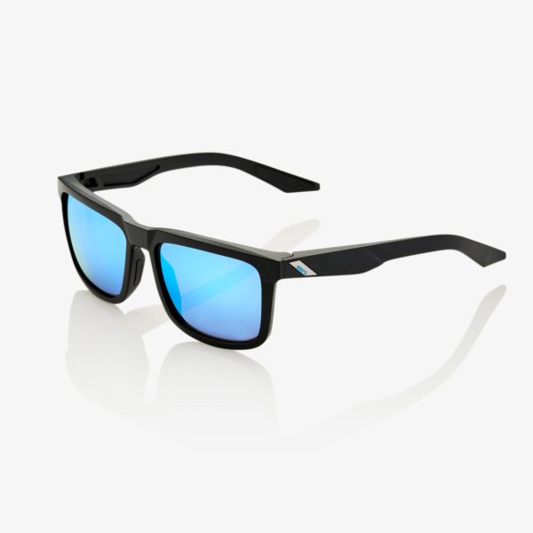 100% Blake Sunglasses Matte Black with Hiper Blue Mirror Lens