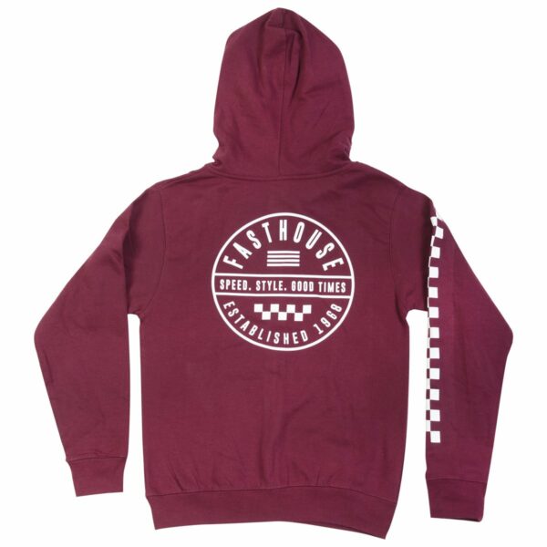 Fasthouse Youth Statement Hooded Zip Up, Maroon - Image 2