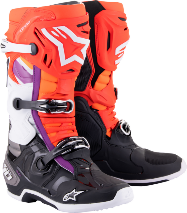 Alpinestars Tech 10 MX Boots - Blk/FloRd/FloOrg/Wh