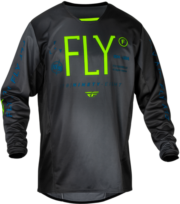 Fly Racing Youth Kinetic Prodigy Jersey - Char/Grn/TrBu