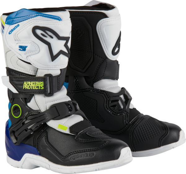 ALPINESTARS TECH 3S KIDS BOOTS WHT/BLK/ENAMEL BLUE