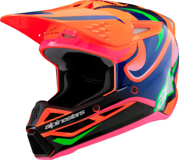 ALPINESTARS SM3 YOUTH DEEGAN HELMET, ORNG FLO/PRPL/PNK FLUO