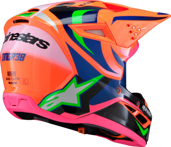 ALPINESTARS SM3 YOUTH DEEGAN HELMET, ORNG FLO/PRPL/PNK FLUO - Image 2
