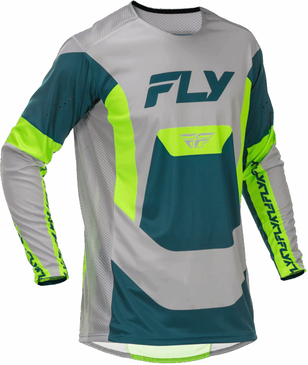 FLY Racing LITE MX Gear Set, Pant & Jersey - Grey/Lime/Teal